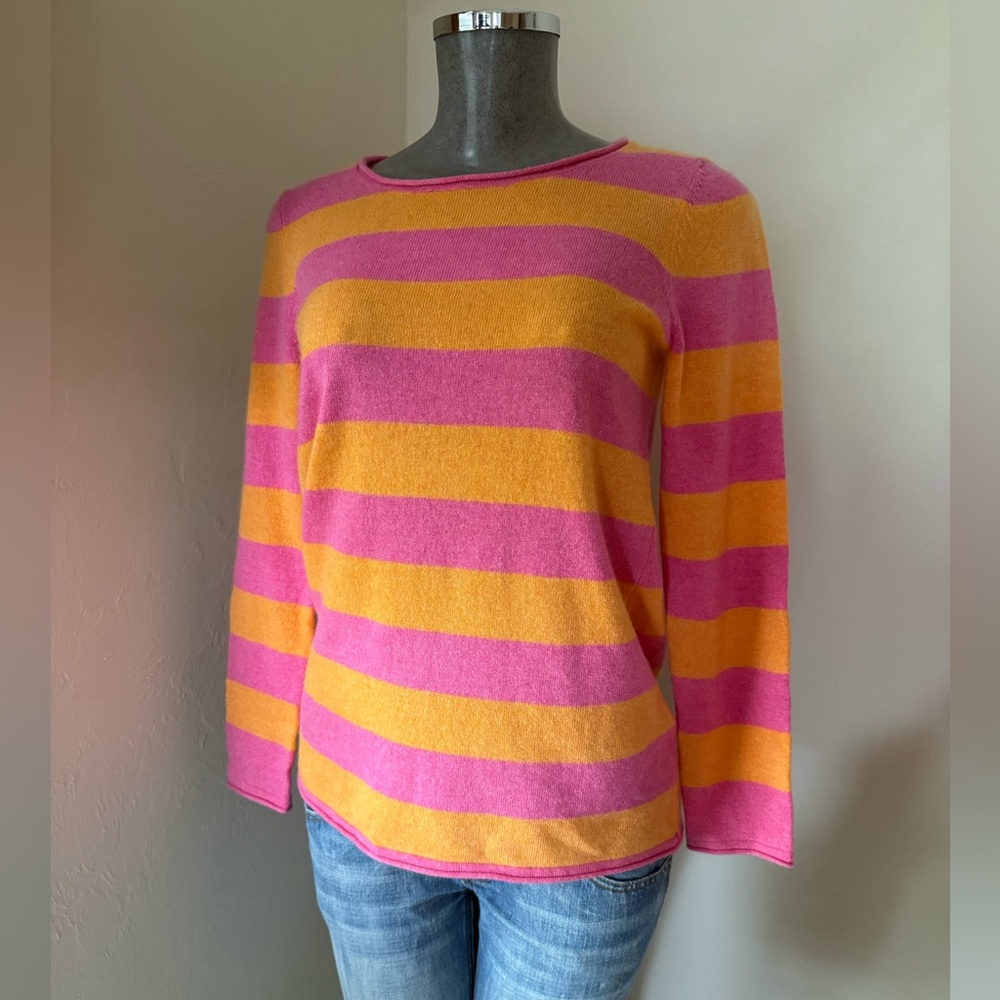 J Jill Striped 100% Cashmere Sweater XS